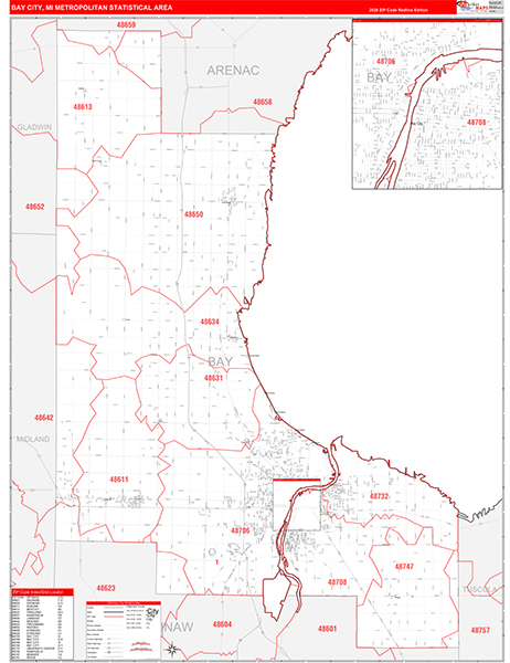 Bay City Metro Area Wall Map